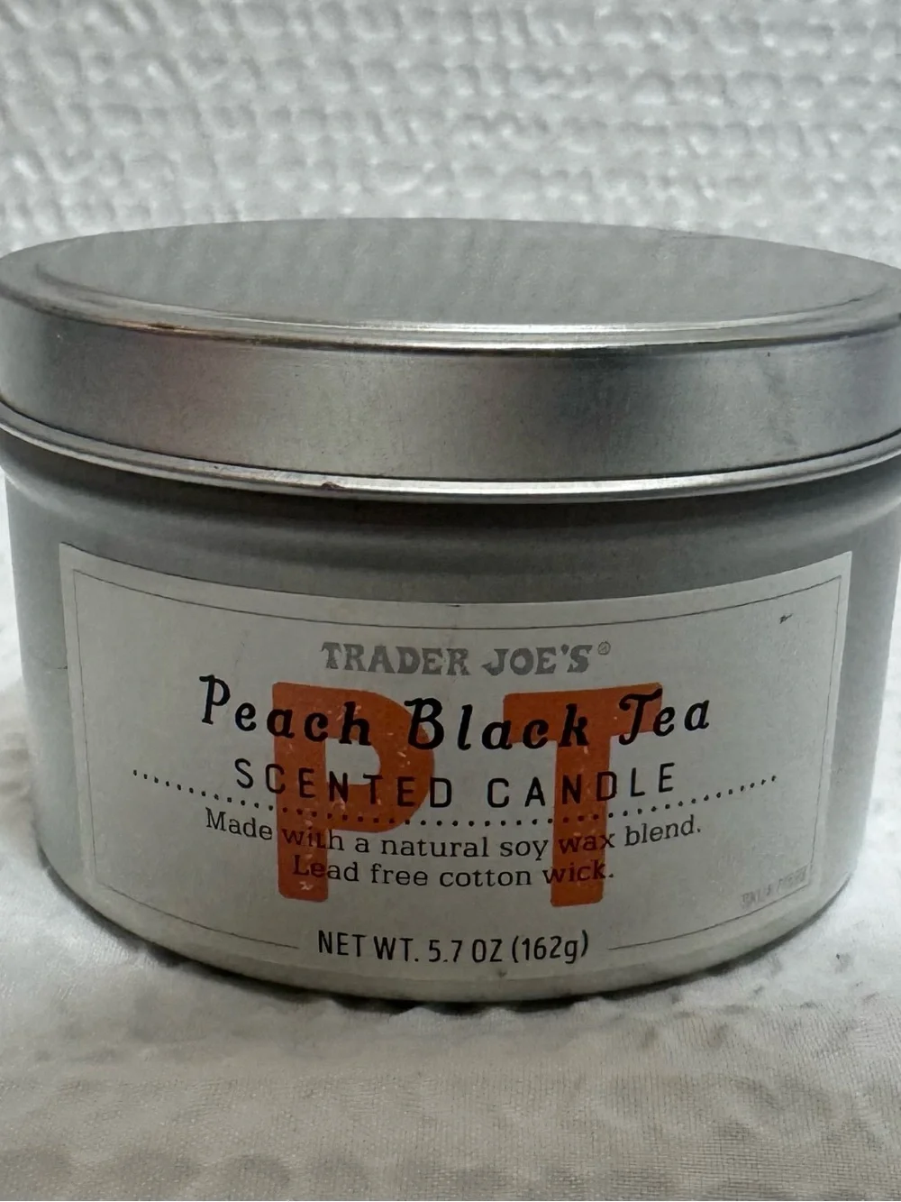Peach Black Tea Scented Candle - Silver Tin, Peach